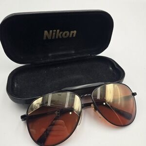 Vintage Nikon Aviator Sunglasses NK 4921-5 51004 60 14 140 In Nikon Case Rare